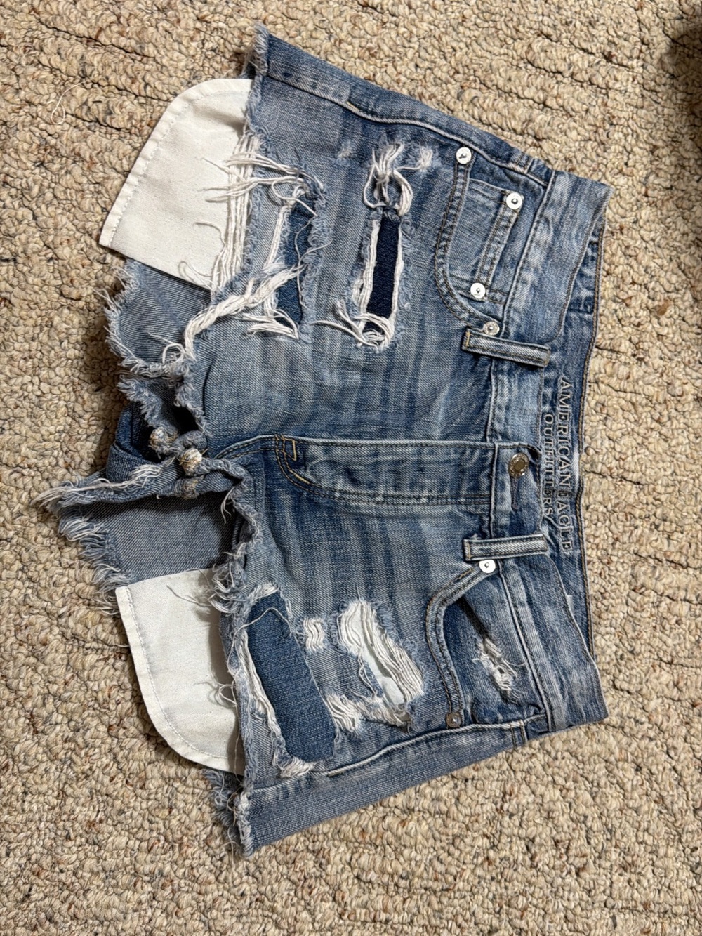 American Eagle Outfitters Light Blue Distressed Denim Cutoff Shorts
